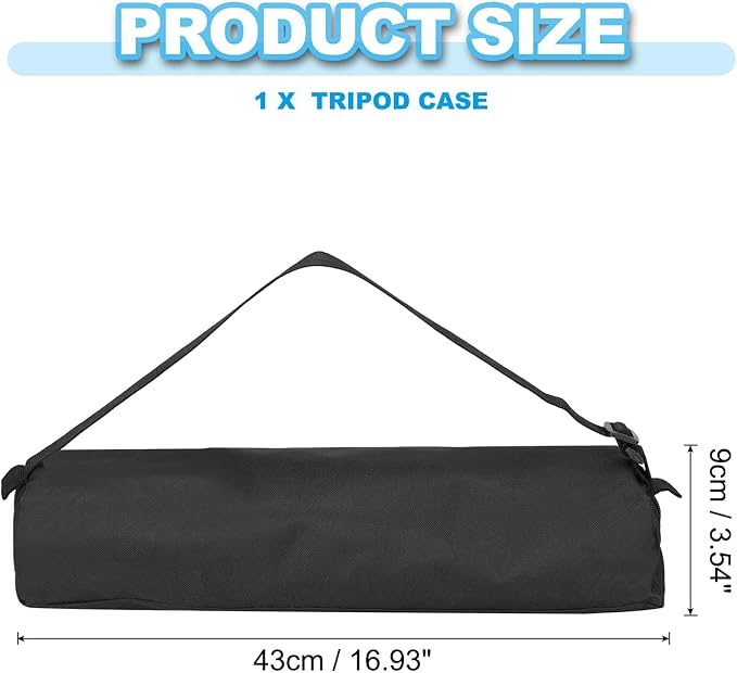 PATIKIL Black 16.93"x3.54" Oxford Cloth Tripod Case with Shoulder Strap, 1Pack, 43 x 9 x 9cm / 16.93"x3.54"x3.54" (L*W*H), Zipper Closure, For Camera Tripods, Light Stands, etc.