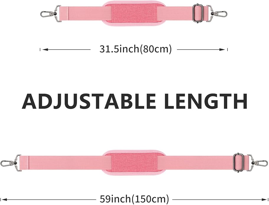 RAINYEAR 59 Inch Shoulder Strap for Bag, Adjustable Soft Padded Replacement Shoulder Strap with Metal Hooks for Messenger Bag
