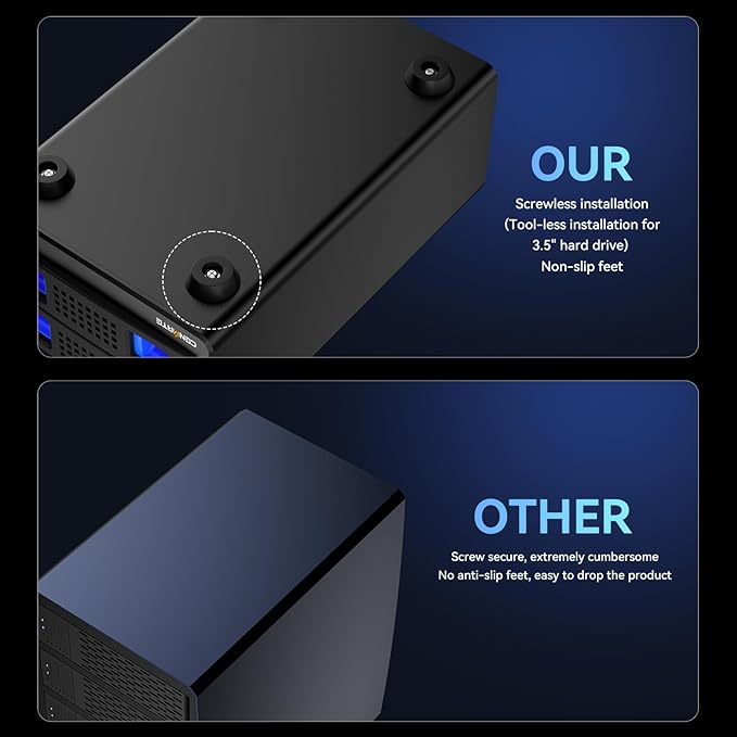 CENMATE Aluminum Dual Bay Hard Drive Enclosure with Cooling Fan for 2.5“/3.5" SATA HDD/SSD with USB A/C 3.0, Support Hot Swappable, Daisy Chain Expansion, Tool-Free HDD Enclosure, DAS(NO RAID/NAS)