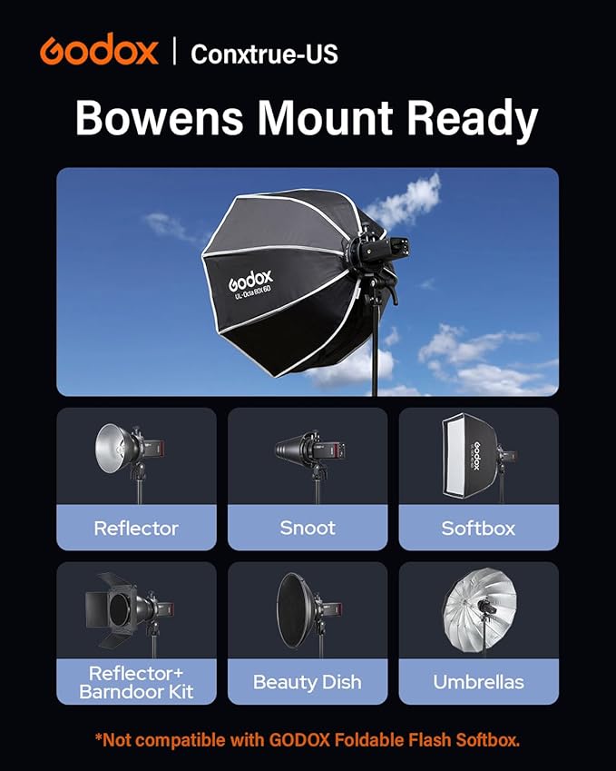 Godox S3 Speedlite Bracket for Bowens Mount, 2025 Upgraded S2 S-Type Version, Smaller & Lighter Flash Holder for Reflector, Snoot, Umbrella and Softbox