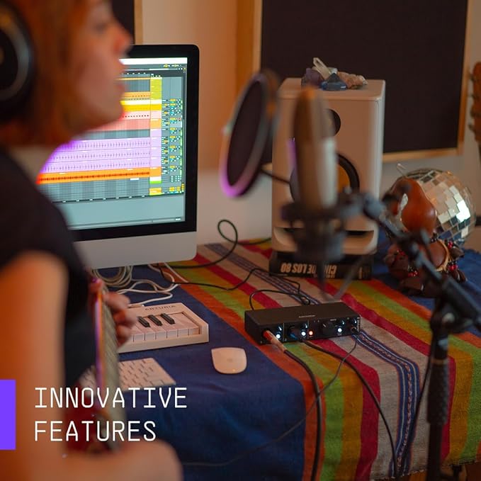 Arturia - MiniFuse 4 - Compact USB Audio & MIDI Interface with Creative Software for Recording, Production, Podcasting, Guitar - Black