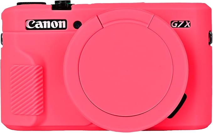 Easy Hood G7X Mark II Case, Protective Case for Canon Powershot G7X Mark II Digital Camera, Removable Lens Cover Silicone Sleeve Soft Camera Cover Rubber Protective Body Skin - Red