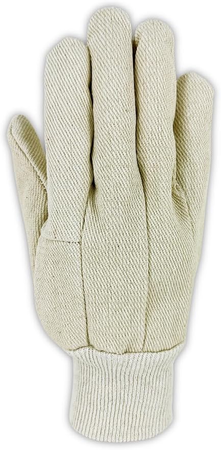MAGID MultiMaster Cotton Clute Pattern Canvas Chore Gloves, 12 Pairs, Knit Wrist Cuff, Natural, T123