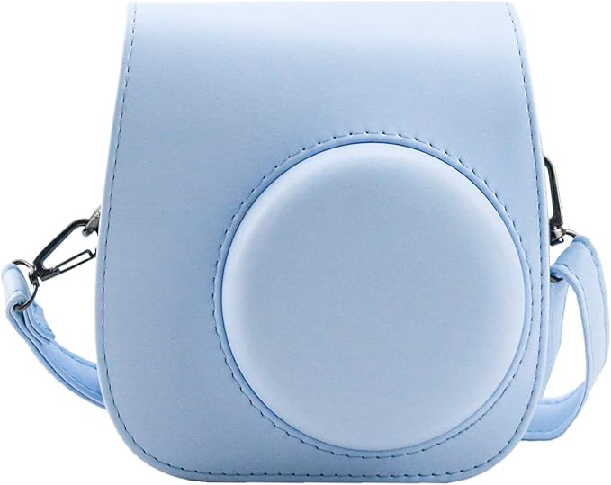Frankmate Protective Case Compatible with Fujifilm Instax Mini 12 11 9 8 Instant Film Camera with Pocket and Adjustable Strap (Blue)