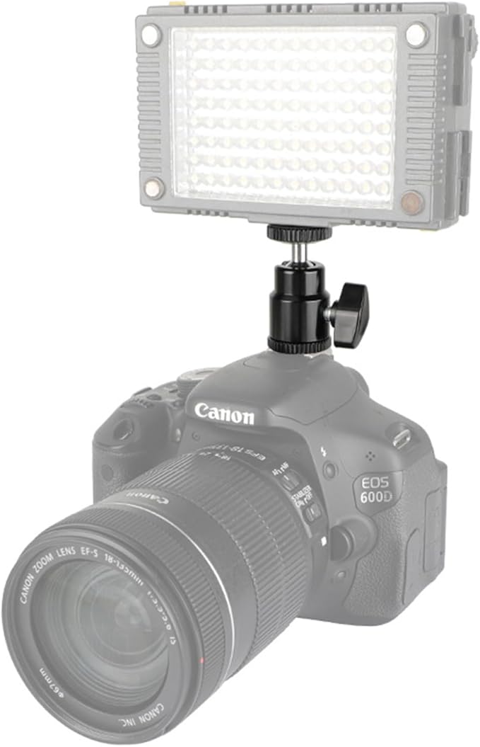 Camera Hot Shoe Mount with 1/4" Screw and Ball Head Adapter - Compatible with Camera, Camcorder, Smartphone, Action Camera, LED Lights, Microphone - 2 Pack
