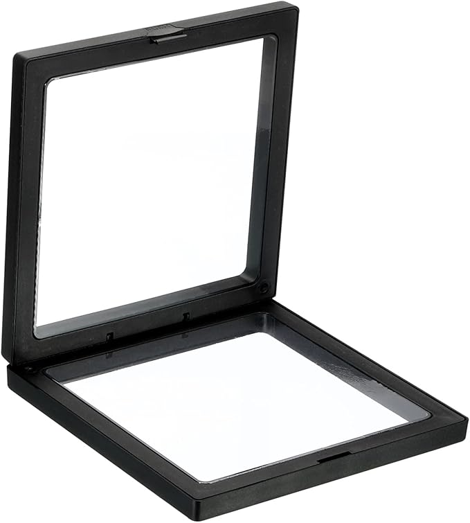 PATIKIL 5.5" x 5.5" 3D Floating Display Case, 5 Pack Coin Display Suspension Frame Holder with Stand Base for Jewelry Specimens Medallion, Black
