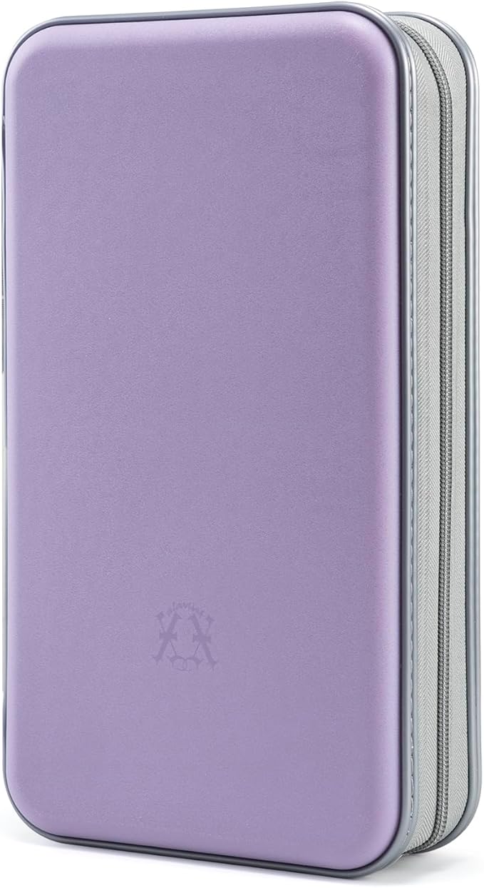 Alavisxf CD Case, 96 Capacity Hard Plastic DVD Disc Storage Case Holder with Zipper - Portable CD DVD Organizer for Car, Home, Travel (Lavender)