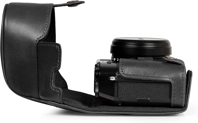 Mega Gear Genuine Leather Camera Case for Fujifilm X100VI - Stylish and Protective - Black