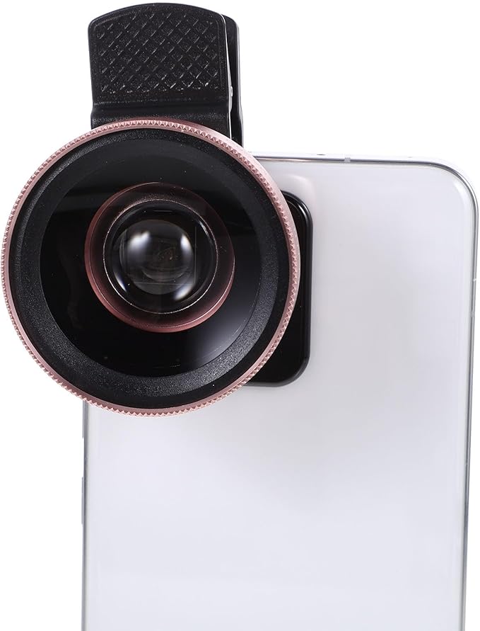 Alipis 37mm Clip-on Phone Lens 0.45x Wide Angle Macro Camera Lens for Smartphones Rose Gold for Mobile Photography