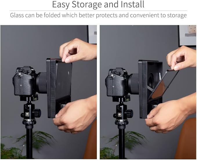 FEELWORLD TP10 10" Portable Foldable Teleprompter for Up to 9" Phone & mini Tablet Prompter Phone DSLR Camera Video Record for Live Stream Interview Speech with Remote Control