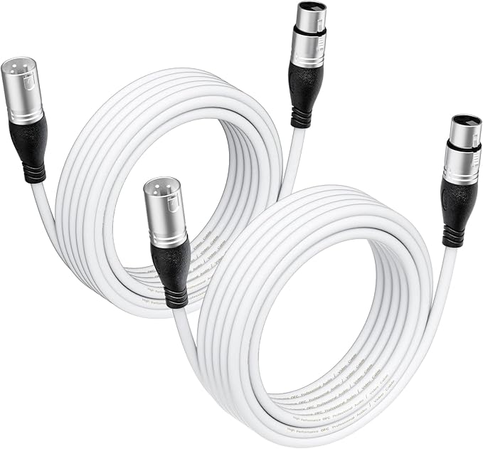 EBXYA XLR Cable 10 Ft 2 Packs - Premium Microphone Cable Patch Speaker Cable 3-Pin XLR Male to Female, White