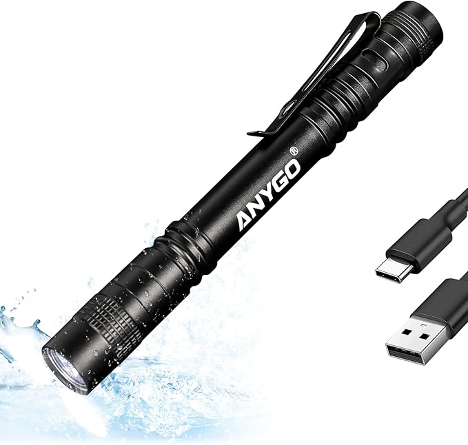 Rechargeable Pen Light Flashlight, High Lumens Pocket Flashlight with Clip, Waterproof Small Flashlights, LED Mini EDC Tactical Flash Light for Inspection, Work, Repair