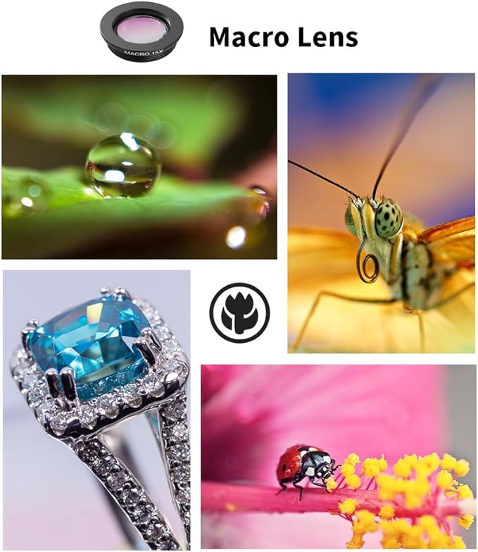 APEXEL 4 in 1 Phone Photography Kit, 18X Telephoto Lens, 198° Fisheye Lens, 15X Macro Lens, 0.63X Wide Angle Lens, Set with Flexible Phone Tripod, for iPhone Samsung Pixel