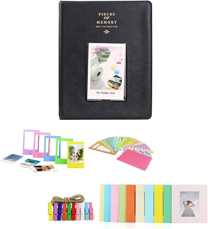 FUJIFILM instax mini LiPlay+ (Sand Beige) Hybrid Instant Camera Bundle with 20 Exposures Instant Film + Instax Mini Album, Borders, Stickers & Clips + Microfiber Cleaning Cloth (4 Items)