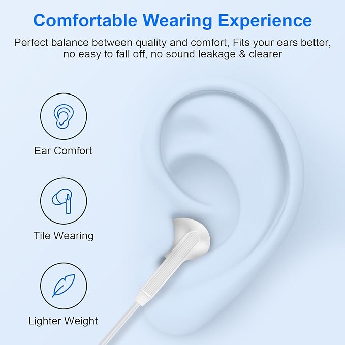 USB C Wired Earbuds Ear Buds for iPhone 17 16 Pro Max 16e 16 Plus 16Pro 15 Pro Max 15 Plus 15Pro 15 USBC in-Ear Headphones Wired Type C iPhone 16 Earbud Earphones Headsets with Microphone for Samsung