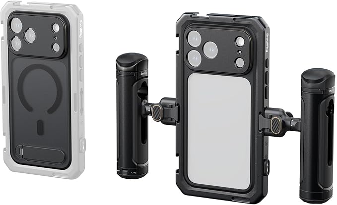 SmallRig Phone Video Cage Dual Handheld Kit for iPhone 17 Pro Max, Phone Rig with Wireless Quick Release Side Handle, 17mm T-Mount Lens Backplate for Video Recording/YouTube/Live Streaming/Vlog - 5541