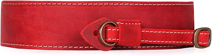 MegaGear SLR, DSLR Sierra Series Genuine Leather Camera Shoulder or Neck Strap,Red