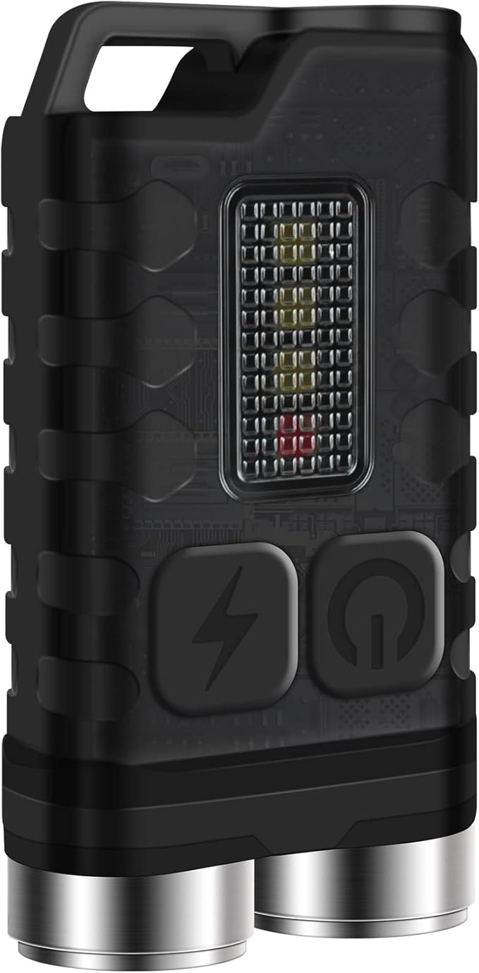 BORUIT V3 Small Powerful EDC Flashlight with Red UV Blue Light -Super Bright Rechargeable Mini Pocket LED Keychain Flash Light - 10 Mode, USB-C, IP65 Waterproof, Magnet