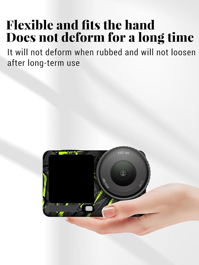 ZBAGUG for DJI Action 6 Skin Full Body Wrap, Anti-Scratch Waterproof Protective Sticker, Full Coverage Action Cam Wrap, for DJI Action 6 Accessories, Black Green