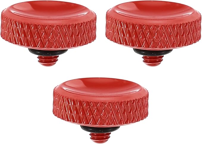 PATIKIL Camera Shutter Button, 3 Pack Soft Shutter Release Button Pure Copper Camera Button Carved Suitable for Nikon for Fujifilm for Leica DSLR/SLR Camera, Red