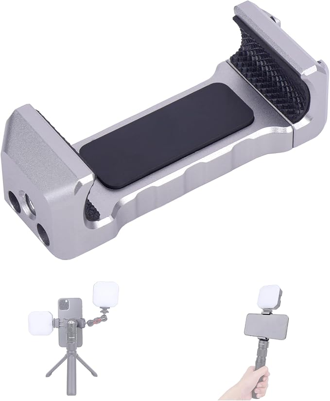 Came-TV Universal Aluminum Phone Clamp with Cold Shoe & 1/4" Threads – CNC-Machined Grip for 60-80mm Smartphones (Tripod/Mic/Light Mount) (61035)