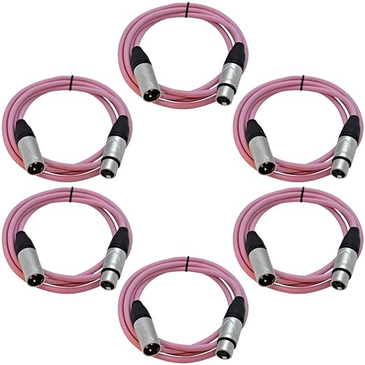 SAXLX-6 - 6 Pack of Pink 6 Foot XLR Patch Cables