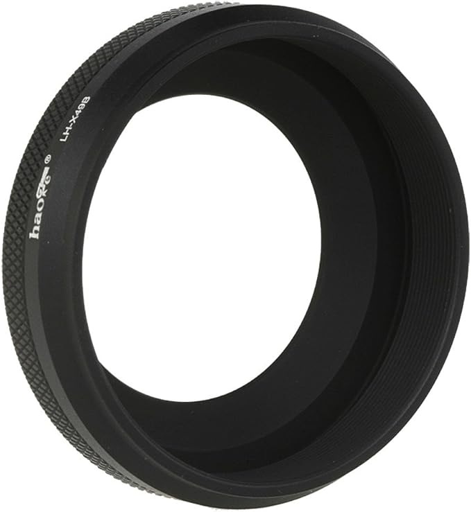 Haoge LH-X49B 2in1 All Metal Ultra-Thin Lens Hood with Adapter Ring Set for Fuji Fujifilm FinePix X70 X100 X100S X100T X100F Camera Black Replaces Fujifilm LH-X100 AR-X100 LH-X70