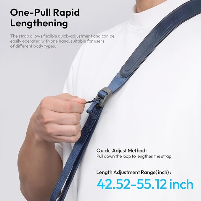 ULANZI CSS1 U-Snap Camera Strap, 55in Quick Release Camera Shoulder Straps for Photographers with Safety Tether, 60kg Load Capacity, Soft Sling for DSLR Mirrorless Sony Canon Nikon Binoculars (Blue)