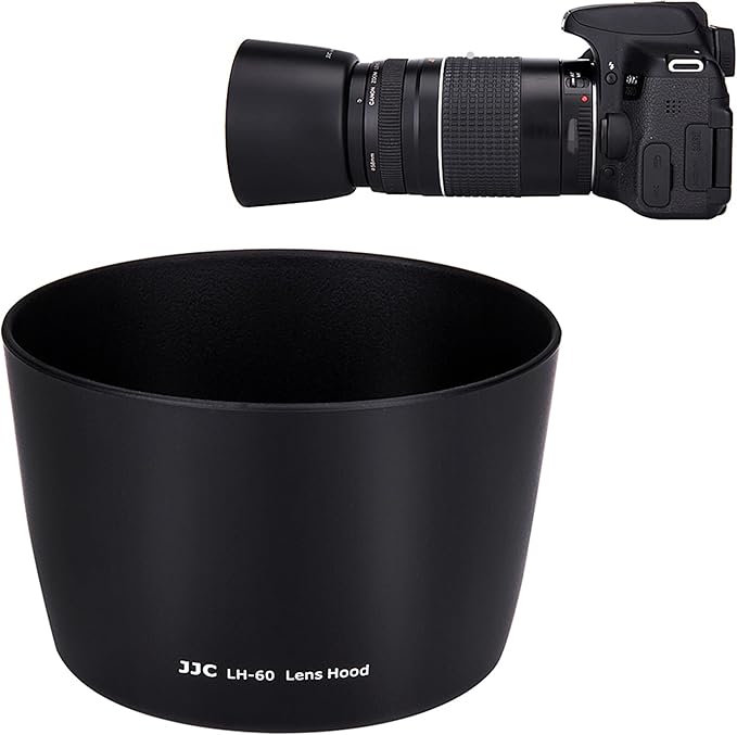 Reversible ET-60 Lens Hood Shade Protector for Canon EF 75-300mm f/4-5.6 III USM & EF-S 55-250mm f/4-5.6 is II & RF 75-300mm F/4-5.6 On 5D Mark IV III 7D 6D Mark II 90D 80D Rebel T8i T7i T7