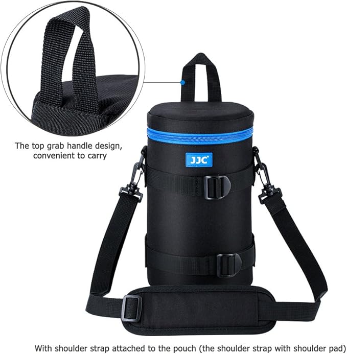 JJC Deluxe Lens Case Pouch Bag for Canon EF 100-400mm f4.5-5.6L IS USM/EF 70-200mm f2.8L, RF 600mm f11 IS STM, Nikon AF 80-200mm f2.8D/AF-S 70-200mm f/2.8G & More Lenses Below 4.3" x 8.8"(D x L)