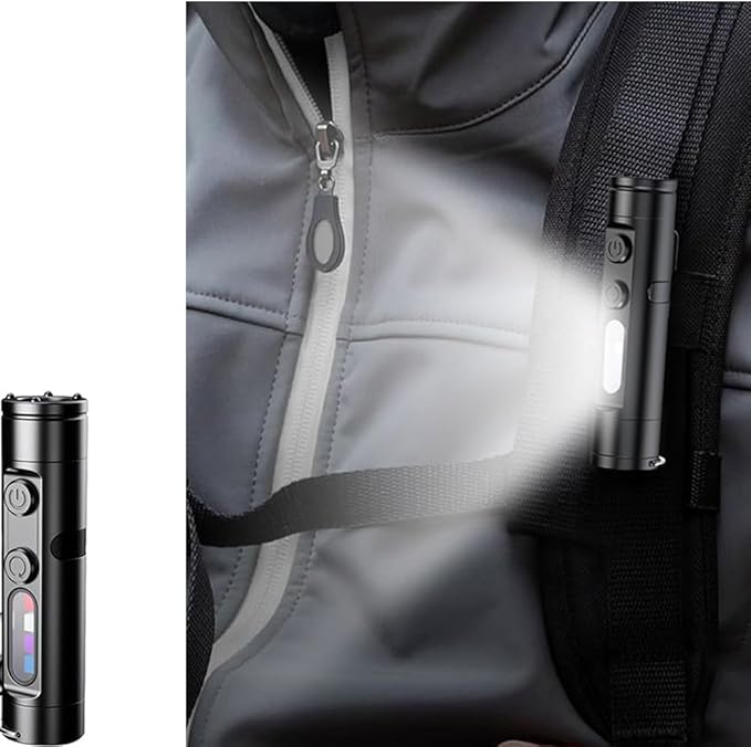 Taclite Mini EDC Flashlight - 500 Lumens Rechargeable Micro Tool, Magnetic Keychain Light with Hat Clip, Waterproof, 3 Brightness Levels for Camping & Emergency Use (Black)