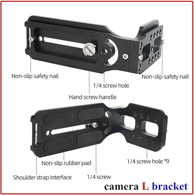 DSLR Camera L Bracket,Vertical Camera Mount,Quick Release Plate for Horizontal Vertical Photography, Compatible with Canon Nikon Sony Stabilizer Monopod Tripod