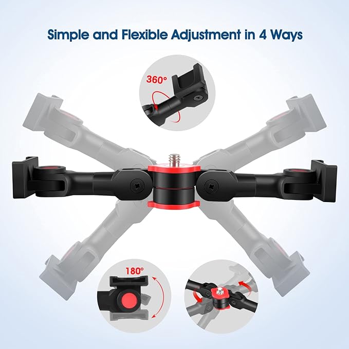 ChromLives Dual Cold Shoe Mount Universal Cold Shoe Adapter with 1/4" Thread Holes Rotatable Camera Shoe Extension Bracket for Microphone,Led Light