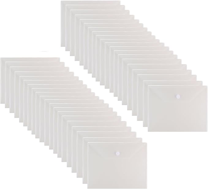 YESSART 11 x 14 Large Clear Plastic Envelopes Document File Storage Holder 40 Pack Hook Loop Closure