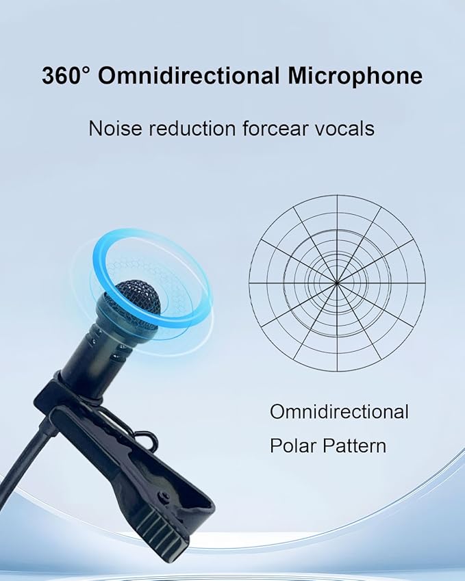 Lavalier Lapel Microphone for DJI MIC 1/2 for Rode GO II Wireless Transmitter, 3.5mm Plug Straight-Headed Omnidirectional Condenser Wired Mics for YouTube Vlog Interview