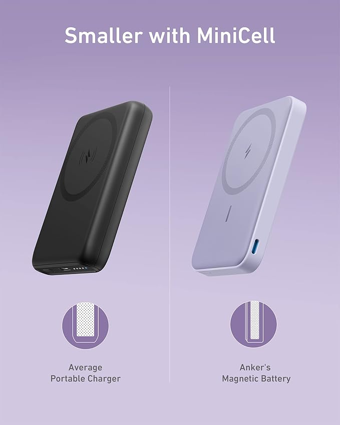 Anker 622 Magnetic Battery (MagGo), 5,000mAh Foldable Magnetic Wireless Portable Charger with Stand and USB-C Port (On The Side), Magsafe-Compatible for iPhone 16/15/14/13 Series
