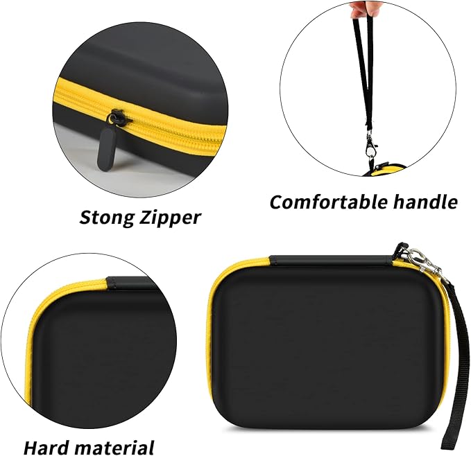 ANKHOH Print Camera Case for Kodak Mini Shot 3 Retro 4PASS Wireless Instant Camera & Photo Printer, Picture Printer Carrying Storage Bag Holder Fits for Kodak Mini 3 Retro (Black+Yellow) (Box Only)