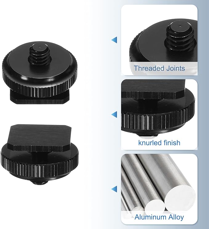 PATIKIL Hot Shoe Adapter 1/4" Male, 2 Pcs Hot Shoe Mount Adapter Camera Mount Screw Camera Video Light Converter for Microphone Holder Accessories 0.59x0.91x0.91 Inch