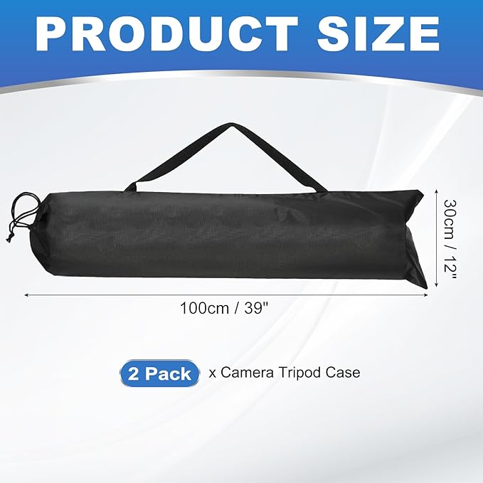 PATIKIL 39 x 12 Inch Tripod Carrying Case, 2 Pack Camera Tripod Carrying Bags Oxford Cloth Padded Bag for Camera Gear Mic Light Stand Sheet Music Photography Accessories, Black