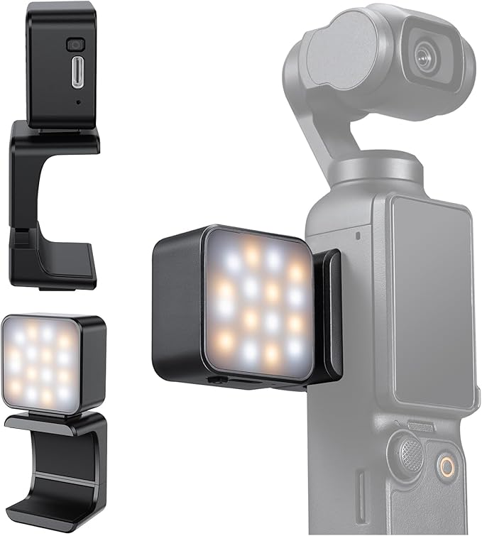 K&F Concept Magnetic Mini Light for DJI Osmo Pocket 3, 1W USB C Rechargeable Auxiliary LED Fill Lighting, Color Temperature 3 Levels Adjustable 3000K/4500K/6000K, Brightness 2 Levels Video Lamp