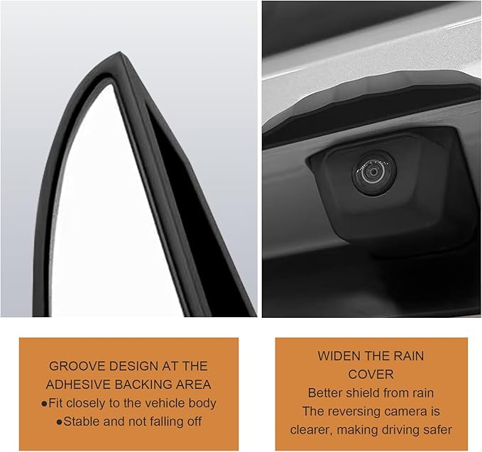 Car Rear View Camera Cover with Wider Design, Anti-rain Silicone Car Reversing Cameras Protection Cover, Reverse Cameras Rain Cover Modification Cars Exterior Accessories (Black)