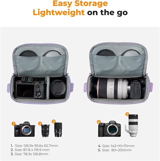 K&F CONCEPT Camera Sling Bag Small Crossbody Camera Case DSLR/SLR/Cute Compact Shoulder Photography Bags for Photographers-Purple