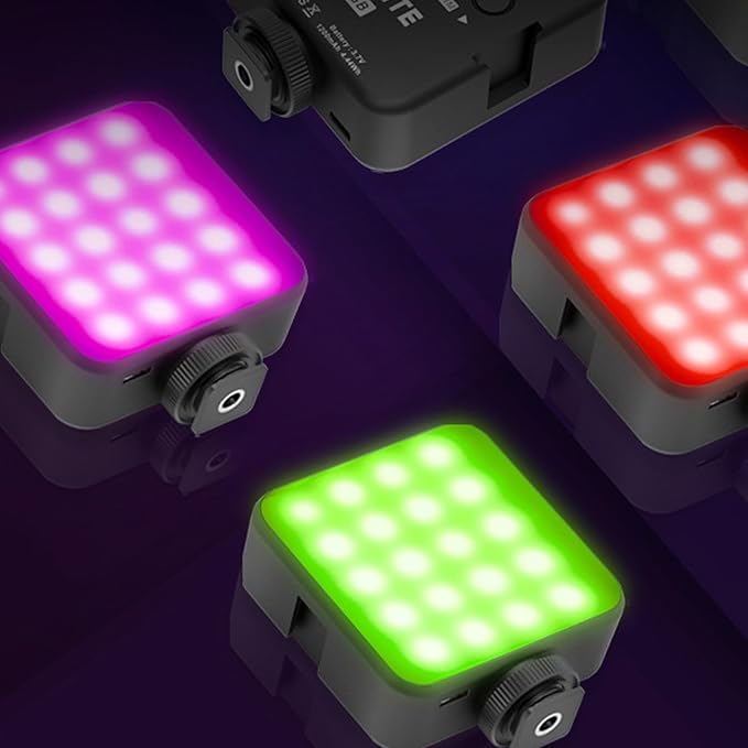 65 LEDs RGB Video Light, 3 Cold Shoe Mounts, 2500K-9000K Adjustable Color Temperature, 1200mAh Rechargeable LED Camera Light for Live Broadcast, Home Theater and Commercial Use