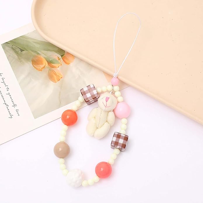Beaded Phone Charm Lanyard Strap Girly Style Fixed Beads Pearl Lanyards