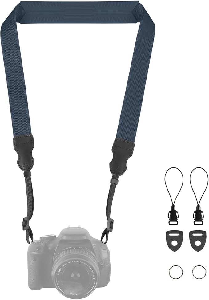 Neck Strap Silicone Camera Straps - Padded Camera Strap, 1.5" Wide Adjustable Nylon Shoulder Strap - Compatible with Canon, Nikon, Sony, and More DSLR and Mirrorless Cameras (Royal Bule)