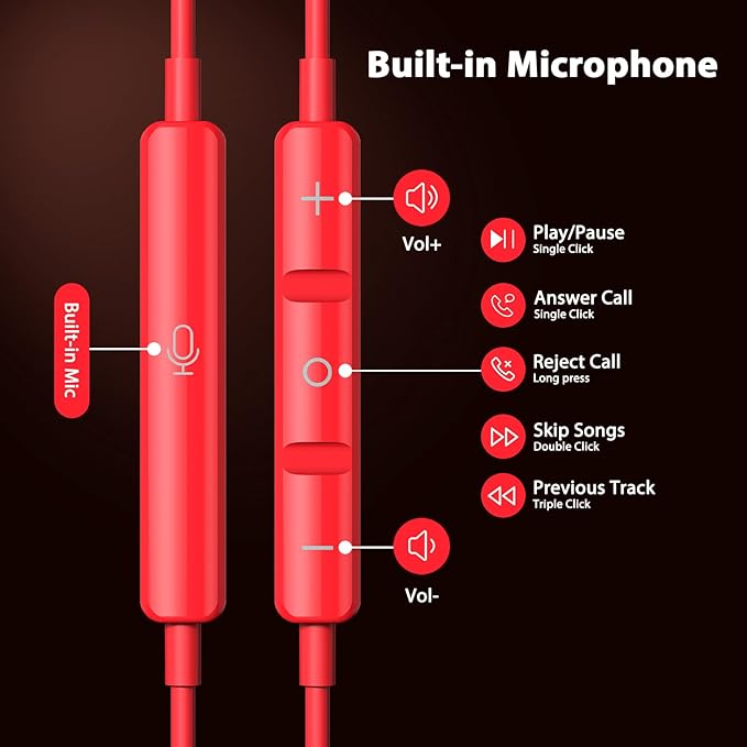 USB C Headphones with Microphone for iPhone 17 Pro Max 17e 16e 16 15 Plus,Type-C Headphones for Google Pixel 10a Wired Earbuds Magnetic Sport Earphone for iPad/OnePlus 15/Samsung S26 S25 Flip 6 Fold 7
