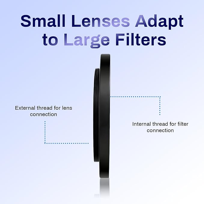27-52mm Lens Filter Adapter Ring, CNC Machined Step Up Ring Adapter Filter Metal Stepping Rings Allows 27mm Lens to Fit 52mm UV/CPL/ND Filters & Cameras Converters