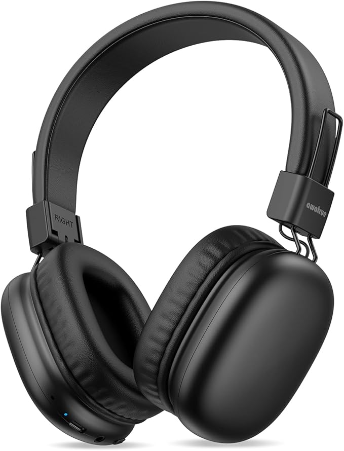 Kids Bluetooth Headphones, Over-Ear Wireless Headphones with Microphone, Safe-Volume 85dBA, Bluetooth 5.4, Foldable Lightweight and Comfortable, 50H Playtime, USB-C Charging, Black