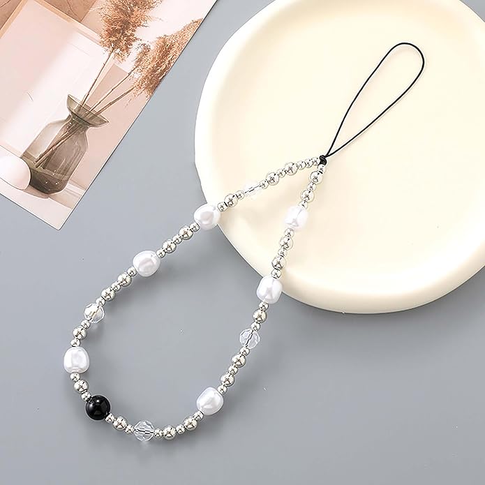 Beaded Phone Charm Lanyard Strap Girly Style Fixed Beads Pearl Lanyards