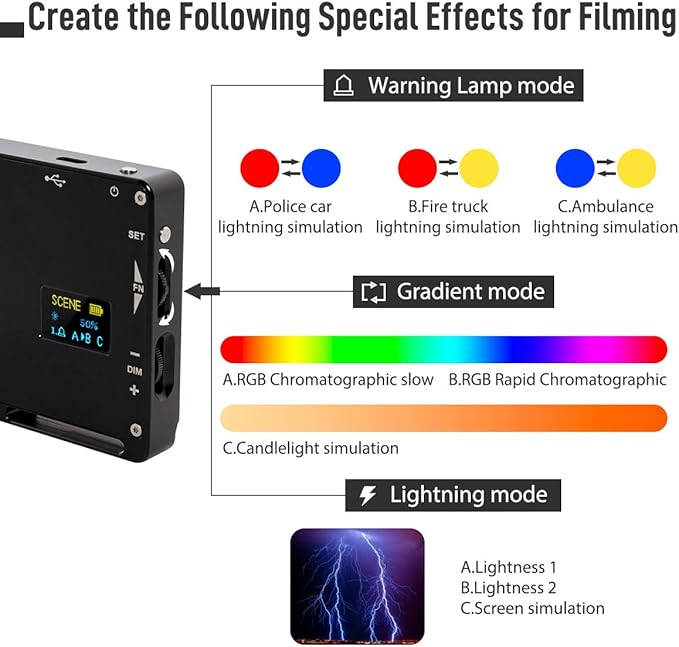 Moman Portable LED Video Light, Aluminum Alloy On-Camera Light, Built-in Battery & USB-C Charging, 2500K-8500K RGB Dimmable, CRI 96+ Photography Fill Light with 1/4" Screw for DSLR, Vlog, YouTube